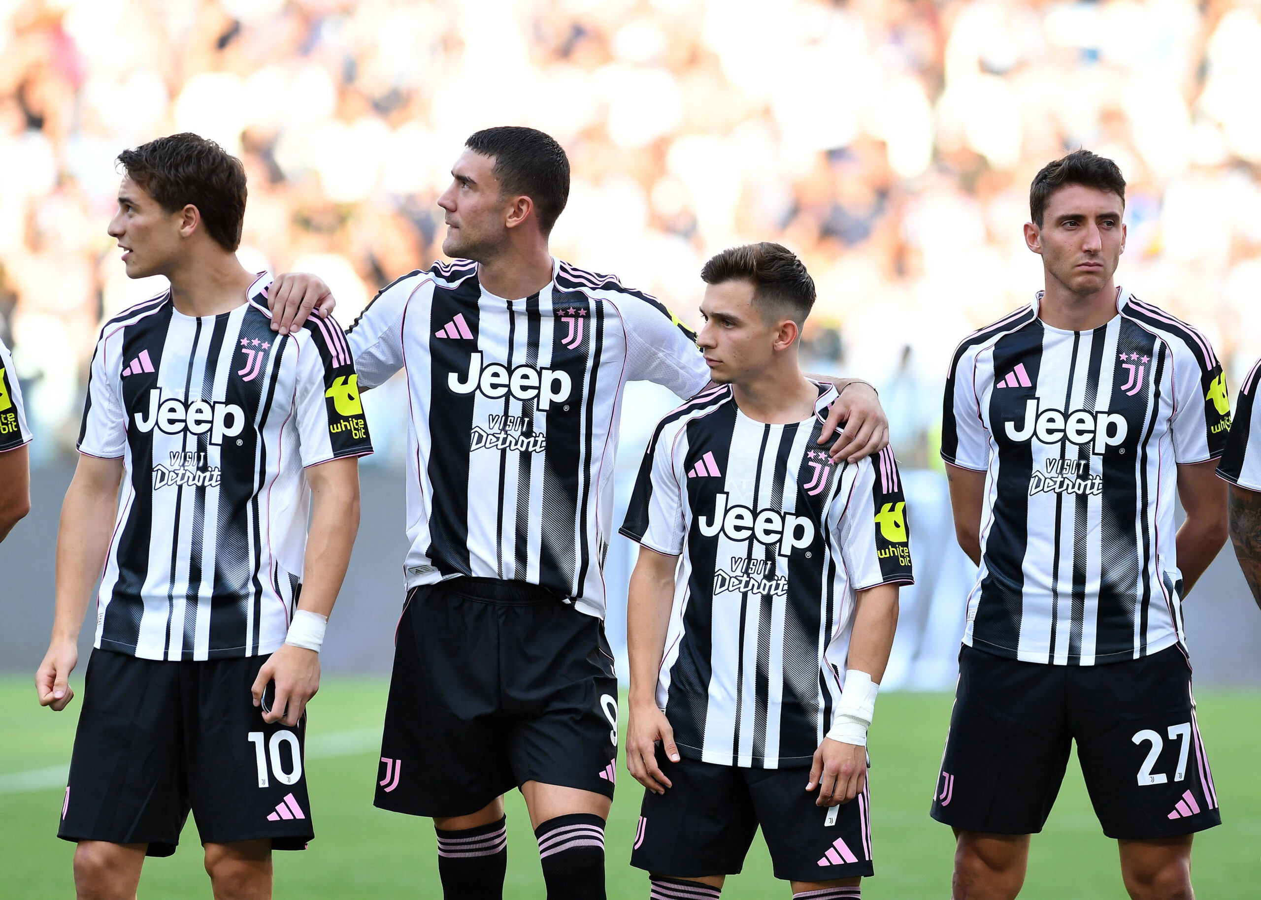 Kenan Yildiz, Dusan Vlahovic, Francisco Conceicao and Andrea Cambiaso of Juventus FC during the preseason friendly mach Juventus FC and Juventus Next Gen at Allianz Stadium on 13 august, 2025 in Turin, Italy - ph Giuliano Marchisciano-/ ipa-agency.net - //IPAPRESSITALY_IPA_Agency_IPA62328231/Credit:/IPA/SIPA/2508141621

14.08.2025 Turin
pilka nozna sparing
Juventus FC - Juventus Next Gen
Foto /IPA/SIPA / Sipa / PressFocus 
POLAND ONLY!!