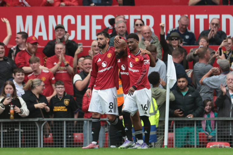 Bryan Mbeumo of Manchester United celebrates his goal to make it 2-1 during the Premier League match Manchester United vs Burnley at Old Trafford, Manchester, United Kingdom, 30th August 2025

(Photo by Mark Cosgrove/News Images) in Manchester, United Kingdom on 8/30/2025. (Photo by Mark Cosgrove/News Images/Sipa USA)
2025.08.30 Manchester
pilka nozna liga angielska
Manchester United - Burnley
Foto News Images/SIPA USA/PressFocus

!!! POLAND ONLY !!!