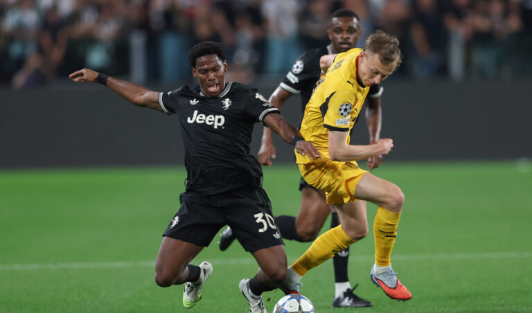 16.09.2025 TURYN
LIGA MISTRZOW  2025/2026:  JUVENTUS - BORUSSIA DORTMUND
NZ. Jonathan David, Maximilian Beier
FOT. STANISLAW KLEPKA/ARENA AKCJI