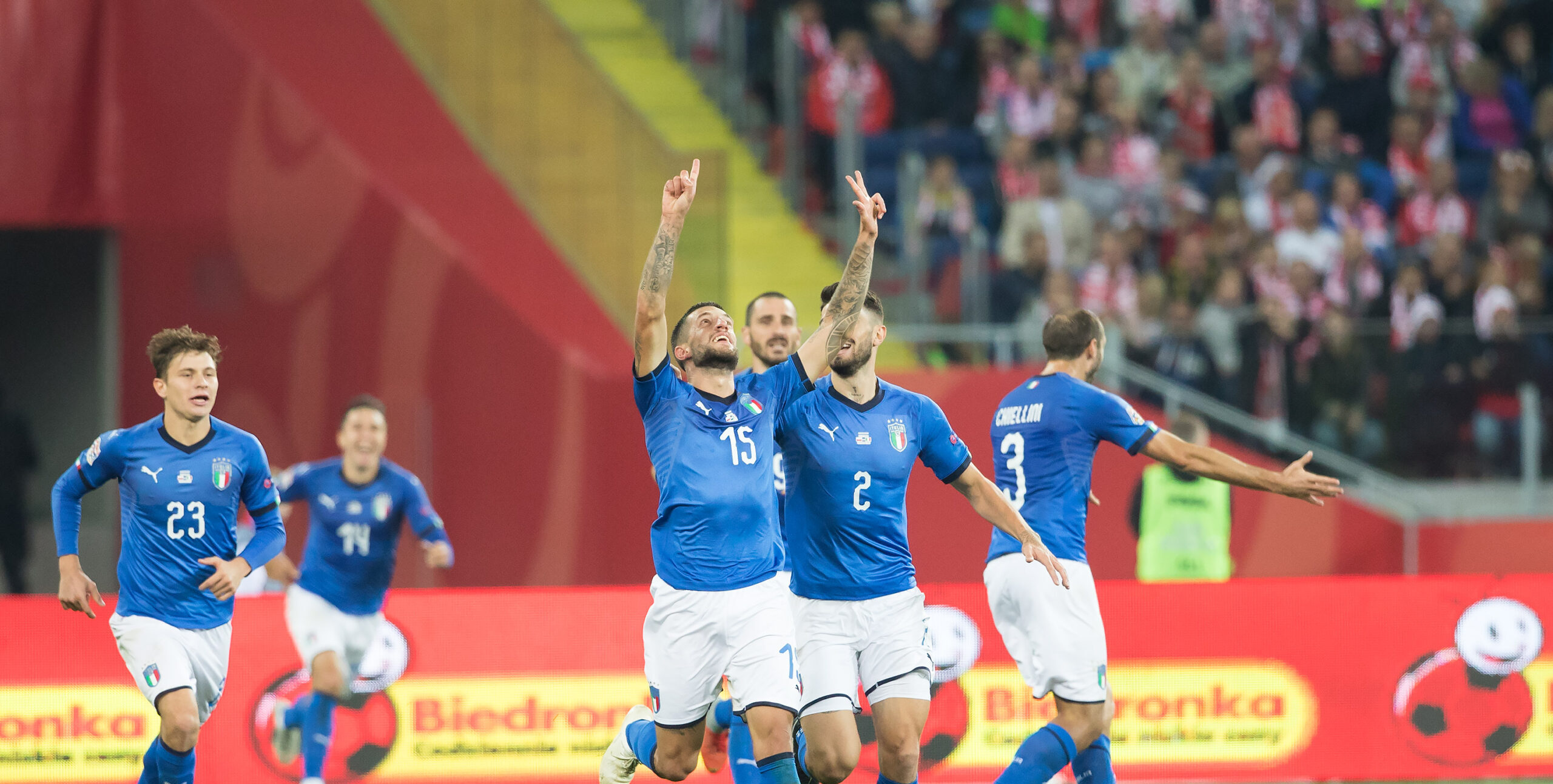 2018.10.14 Chorzow
Pilka nozna 
UEFA Liga Narodow
 Polska - Wlochy
N/z Radosc, gol, Cristiano Biraghi, Marco Benassi, Cristiano Piccini
Foto Marcin Karczewski / PressFocus

2018.10.14 Chorzow
Football 
UEFA Nations League
 Poland - Italy
Radosc, gol, Cristiano Biraghi, Marco Benassi, Cristiano Piccini
Credit: Marcin Karczewski / PressFocus