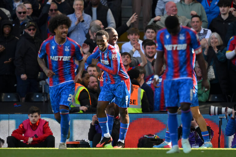 Football - 2024 / 2025 Emirates FA Cup - Round Six - Fulham vs Crystal Palace - Craven Cottage - Saturday 29th March 2025. Crystal Palace s Eddie Nketiah celebrates scoring his side s third goal with Eberechi Eze. COLORSPORT / Ashley Western PUBLICATIONxNOTxINxUK
2025.03.29 Londyn
pilka nozna , Puchar Anglii
Fulham - Crystal Palace
Foto IMAGO/PressFocus

!!! POLAND ONLY !!!