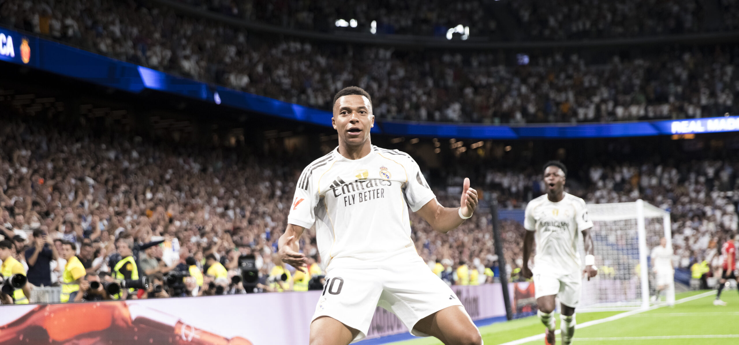 MADRID, SPAIN - August 30: Kylian Mbappe of Real Madrid celebrates a goal during the La Liga 2025/26 match between Real Madrid and Mallorca at Santiago Bernabeu Stadium.  (Photo by Guillermo Martinez/Sipa USA)
2025.08.30 Madryt
pilka nozna liga hiszpanska
Real Madryt - RCD Mallorca
Foto Guillermo Martinez/SIPA USA/PressFocus

!!! POLAND ONLY !!!