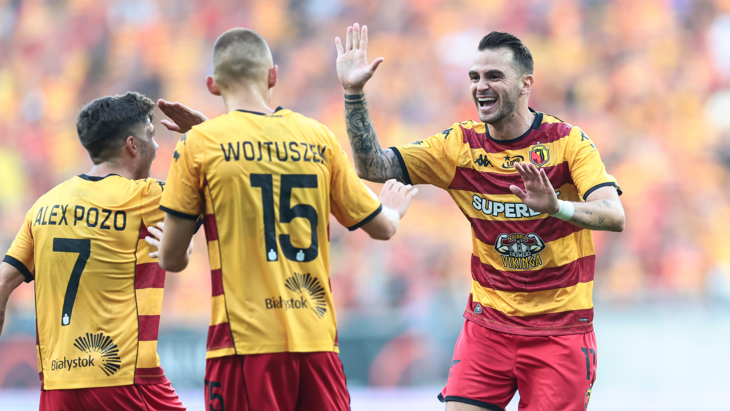 2025.08.31 Bialystok pilka nozna PKO Ekstraklasa sezon 2025/2026
Jagiellonia Bialystok - Lechia Gdansk
N/z Alejandro Pozo (Jagiellonia), Norbert Wojtuszek (Jagiellonia), Jesus Imaz (Jagiellonia), radosc
Foto Tomasz Jastrzebowski / Foto Olimpik / PressFocus

2025.08.31 Bialystok Football PKO Ekstraklasa season 2025/2026
Jagiellonia Bialystok - Lechia Gdansk
Alejandro Pozo (Jagiellonia), Norbert Wojtuszek (Jagiellonia), Jesus Imaz (Jagiellonia), radosc
Credit: Tomasz Jastrzebowski / Foto Olimpik / PressFocus