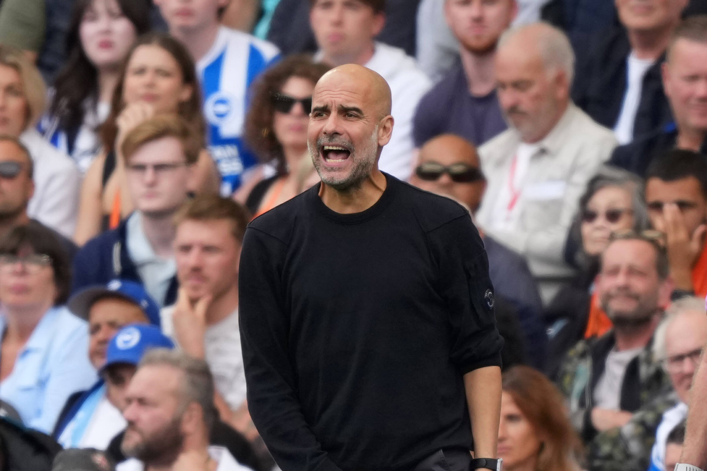Brighton and Hove Albion v Manchester City, Premier League, Football, Amex Stadium, Brighton, UK - 31 Aug 2025 Pep Guardiola manager of Manchester City shouts to his team. Brighton Amex Stadium Brighton UK, UK NEWSPAPERS OUT Copyright: xSeanxRyanx
2025.08.31 Brighton
pilka nozna , liga angielska
Brighton and Hove Albion - Manchester City
Foto IMAGO/PressFocus

!!! POLAND ONLY !!!
