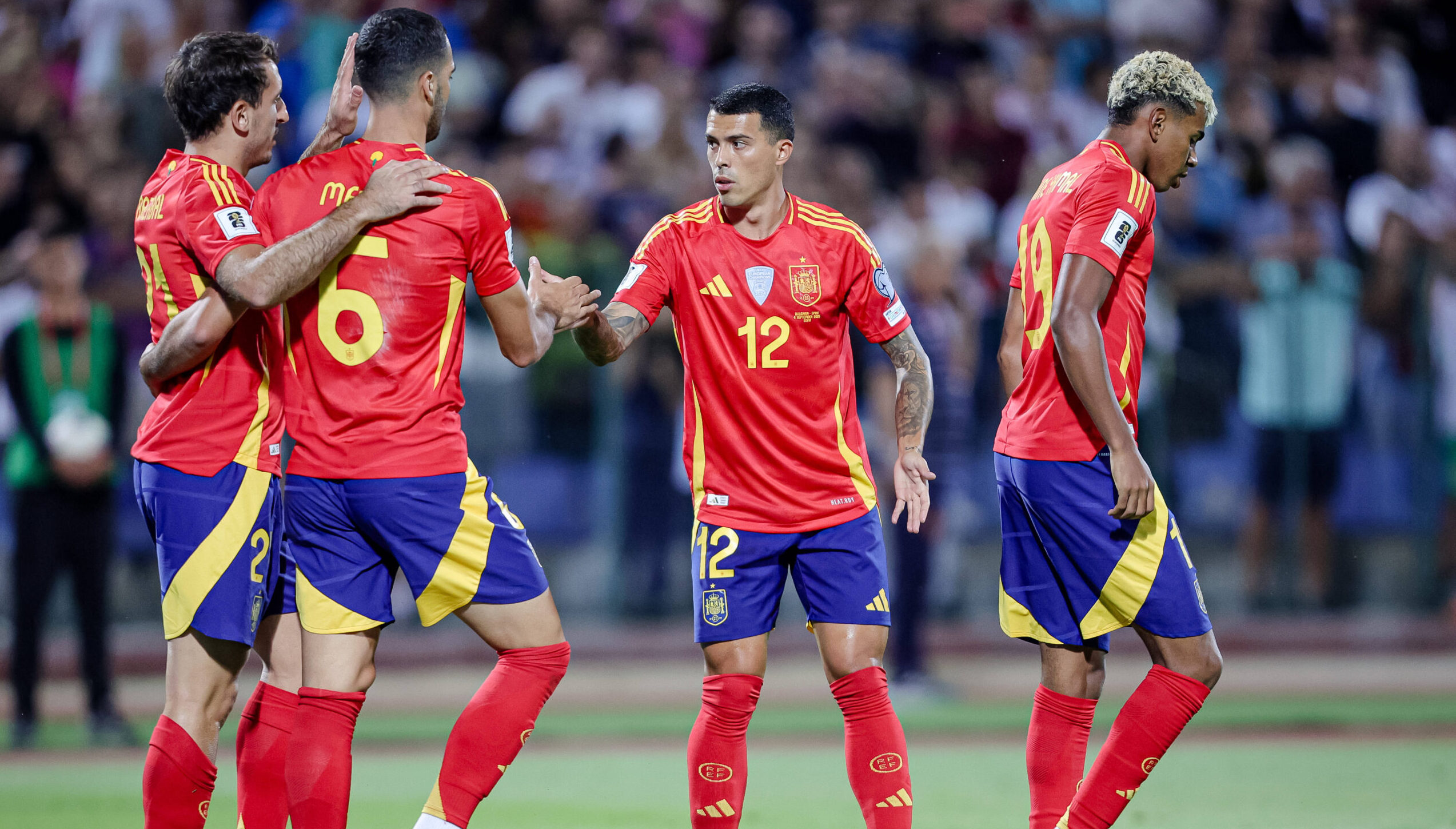 Football - World Cup Qualifiers - Group Stage - Group E - Bulgaria - Spain - 04.09.2025 Pedro Porro of Spain celebrates after Team Spain scores for 0:1 during World Cup Qualifiers group stage match between Bulgaria and Spain Bulgaria Copyright: xYulianxTodorovx
2025.09.04 Sofia
pilka no?na eliminacje mistrzostw swiata 
Bulgaria - Hiszpania
Foto IMAGO/PressFocus

!!! POLAND ONLY !!!