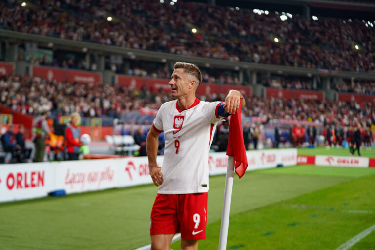 Robert Lewandowski seen celebrating after scoring goal during World Cup 2026 European qualification game between national teams of Poland and Finland Kazimierz Koper/ Ball Raw Images Chorzow Slaski Stadium Poland Copyright: xKazimierzxKoper/xBallxRawxImagesx kazimierzkoper2526polanfinland-18
2025.09.07 Chorzow
pilka nozna Eliminacje mistrzostw swiata 
Polska - Finlandia
Foto IMAGO/PressFocus

!!! POLAND ONLY !!!