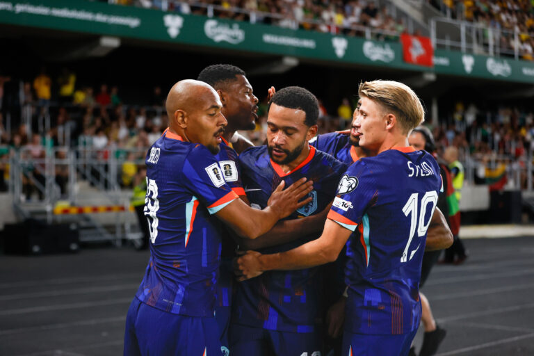 KAUNAS , 07-09-2025 , Darius and Girenas Stadium, season 2025 / 2026 , FIFA World Cup Qualifier between Lithuania and The Netherlands. Pictures shows Netherlands celebrating the 2-3 of Netherlands player Memphis Depay (Photo by Pro Shots/Sipa USA)
2025.09.07 Kowno
pilka nozna eliminacje mistrzostw swiata
Litwa - Holandia
Foto Pro Shots/SIPA USA/PressFocus

!!! POLAND ONLY !!!