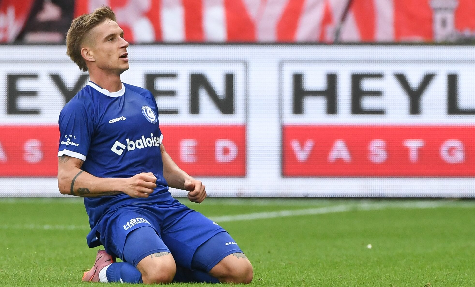 Gent&#039;s Michal Skoras celebrates after scoring during a soccer match between Royal Antwerp FC and KAA Gent, Sunday 14 September 2025 in Antwerp, on day 7 of the 2025-2026 &#039;Jupiler Pro League&#039; first division of the Belgian championship. BELGA PHOTO JILL DELSAUX (Photo by JILL DELSAUX/Belga/Sipa USA)
2025.09.14 Antwerpia
pilka nozna liga belgijska
Royal Antwerp FC - KAA Gent
Foto Belga/SIPA USA/PressFocus

!!! POLAND ONLY !!!