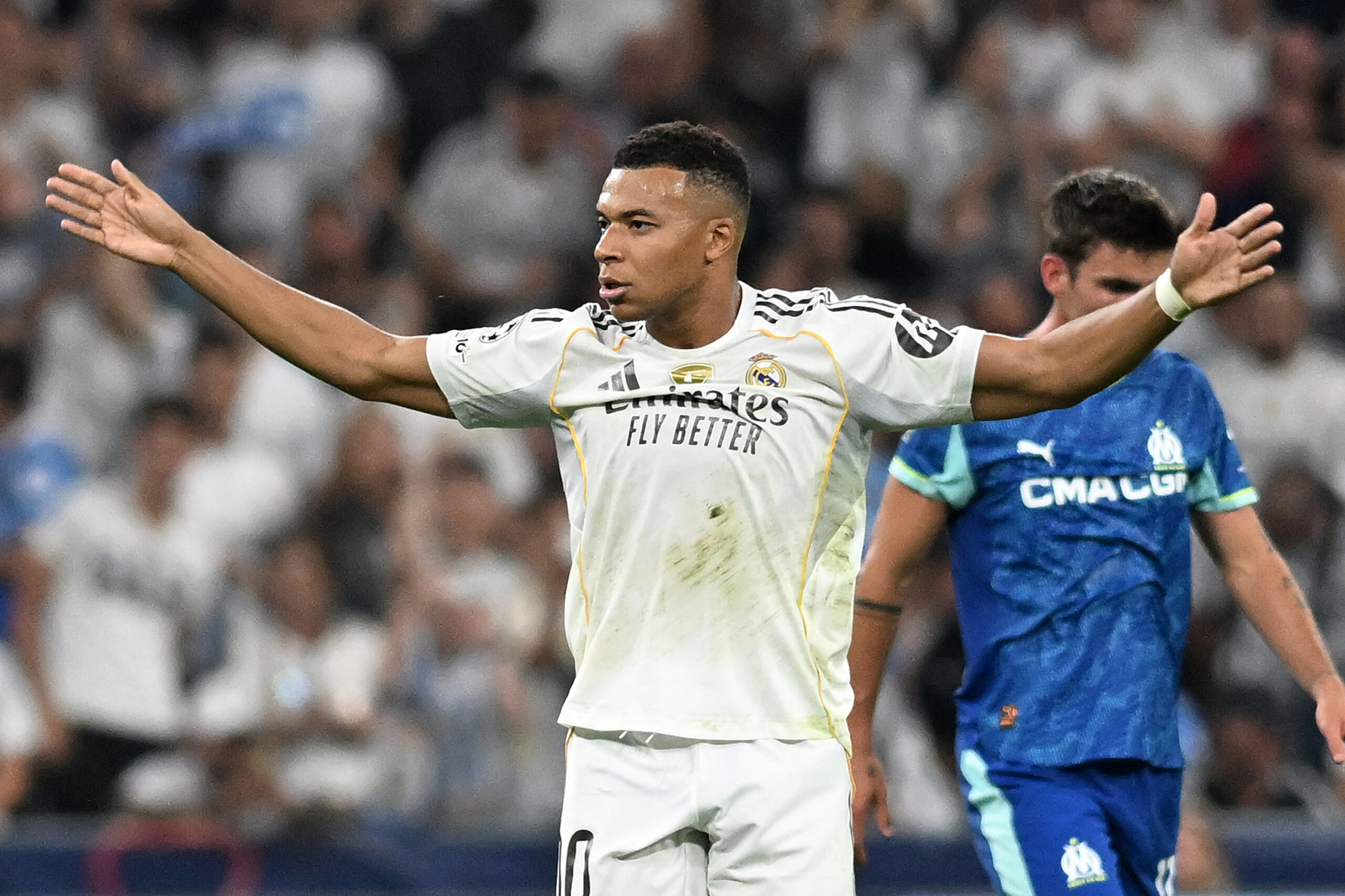 Real Madrid CF&#039;s Kylian Mbappe celebrates goal during Champions League 2024/2025 Round 1 match. September 16,2025. (ALTERPHOTOS/Jorge Ropero)
2025.09.16 Madryt
pilka nozna liga mistrzow
Real Madryt - Olympique Marsylia
Foto Alter Photos/SIPA USA/PressFocus

!!! POLAND ONLY !!!