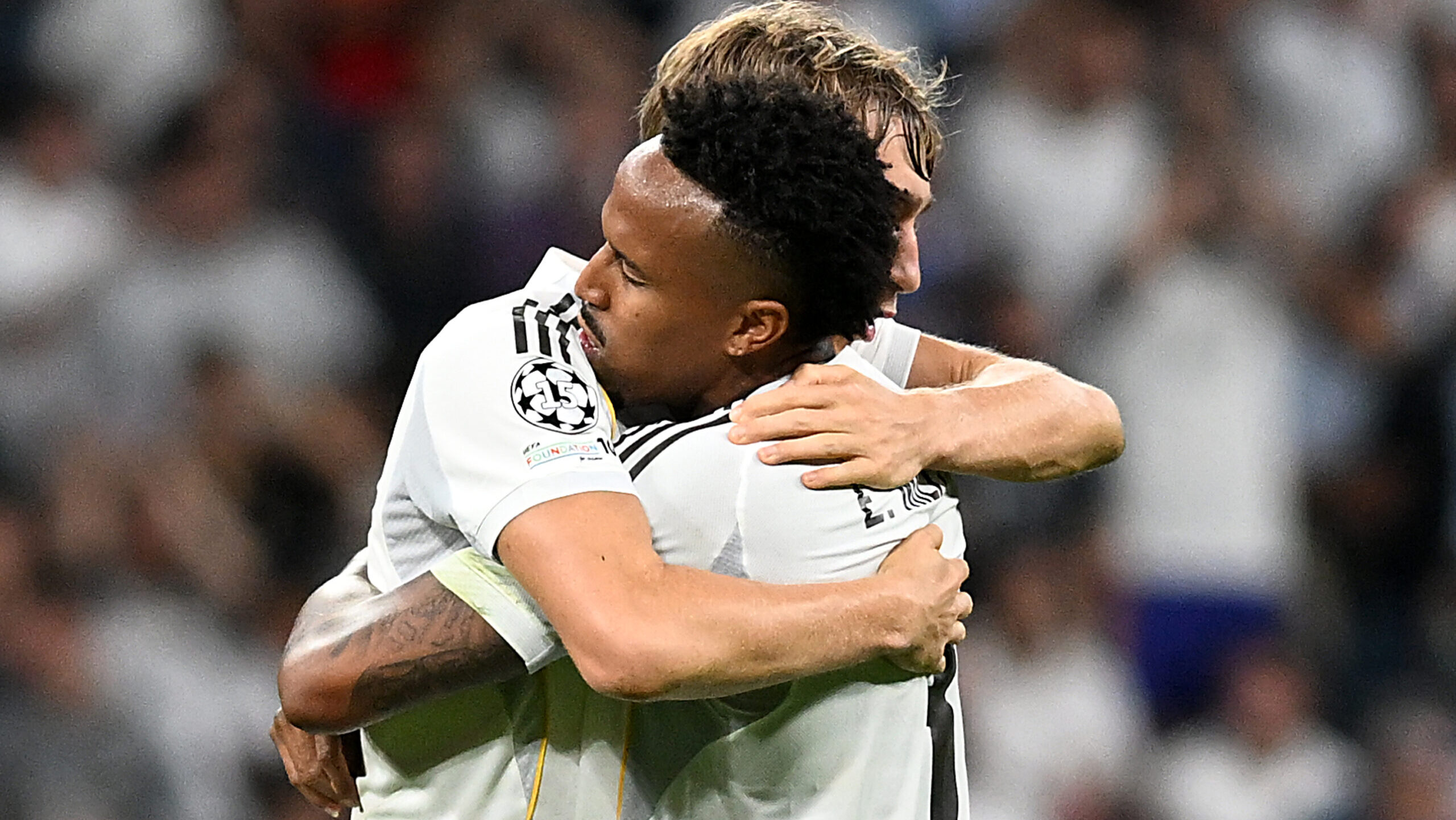 Real Madrid CF&#039;s Dean Huijsen (l) and Eder Militao celebrate the victory in Champions League 2024/2025 Round 1 match. September 16,2025. (ALTERPHOTOS/Jorge Ropero)
2025.09.16 Madryt
pilka nozna liga mistrzow
Real Madryt - Olympique Marsylia
Foto Alter Photos/SIPA USA/PressFocus

!!! POLAND ONLY !!!