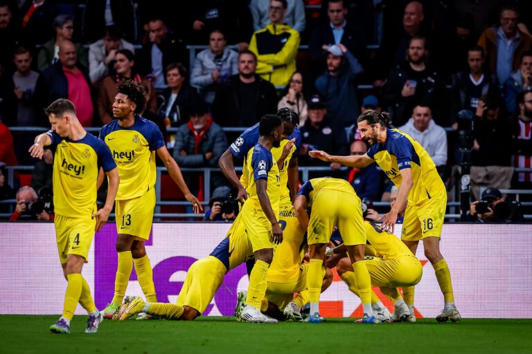 EINDHOVEN , 16-09-2025 , Philips Stadium , season 2025 / 2026 , UEFA Champions League football , league phase, match between PSV and Union SG , picture shows Union SG player Anouar Ait El Hadj celebrates his goal 0-2 (Photo by Pro Shots/Sipa USA)
2025.09.16 Eindhoven
pilka nozna liga mistrzow
PSV - Union SG
Foto SPP/SIPA USA/PressFocus

!!! POLAND ONLY !!!
