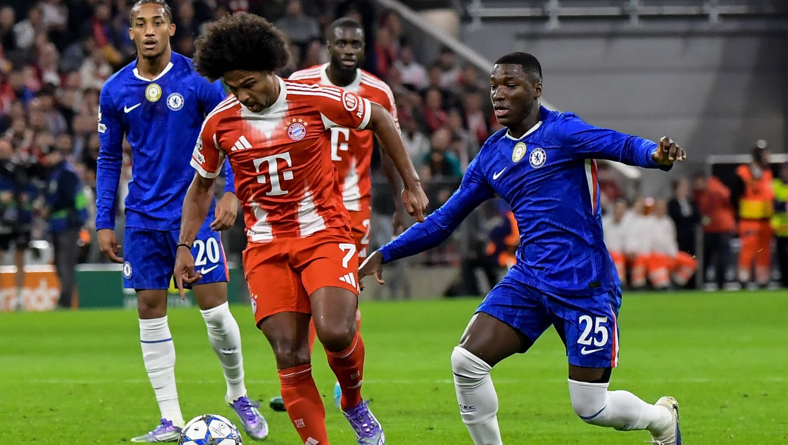 17.09.2025, xemx, Fussball UEFA Champions League, FC Bayern Muenchen - Chelsea London v.l. Serge Gnabry FC Bayern Muenchen, Moises Caicedo Chelsea London DFL/DFB REGULATIONS PROHIBIT ANY USE OF PHOTOGRAPHS as IMAGE SEQUENCES and/or QUASI-VIDEO Muenchen *** 17 09 2025, xemx, Football UEFA Champions League, FC Bayern Muenchen Chelsea London v l Serge Gnabry FC Bayern Muenchen , Moises Caicedo Chelsea London DFL DFB REGULATIONS PROHIBIT ANY USE OF PHOTOGRAPHS as IMAGE SEQUENCES and or QUASI VIDEO Muenchen
2025.09.17 Monachium
pilka nozna , liga mistrzow
Bayern Monachium - Chelsea Londyn
Foto IMAGO/PressFocus

!!! POLAND ONLY !!!