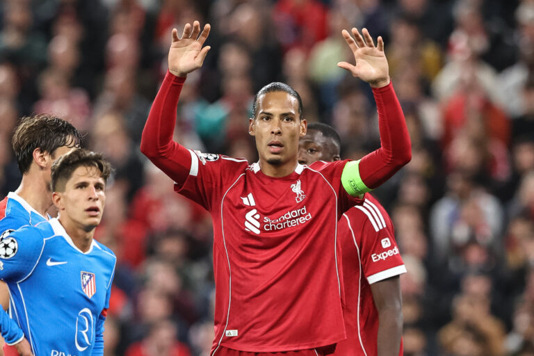Virgil van Dijk of Liverpool reacts during the UEFA Champions League, League Stage Liverpool vs Atletico Madrid at Anfield, Liverpool, United Kingdom, 17th September 2025

(Photo by Alfie Cosgrove/News Images) in Liverpool, United Kingdom on 9/17/2025. (Photo by Alfie Cosgrove/News Images/Sipa USA)
2025.09.17 Liverpool
pilka nozna liga mistrzow
FC Liverpool - Atletico Madryt
Foto News Images/SIPA USA/PressFocus

!!! POLAND ONLY !!!