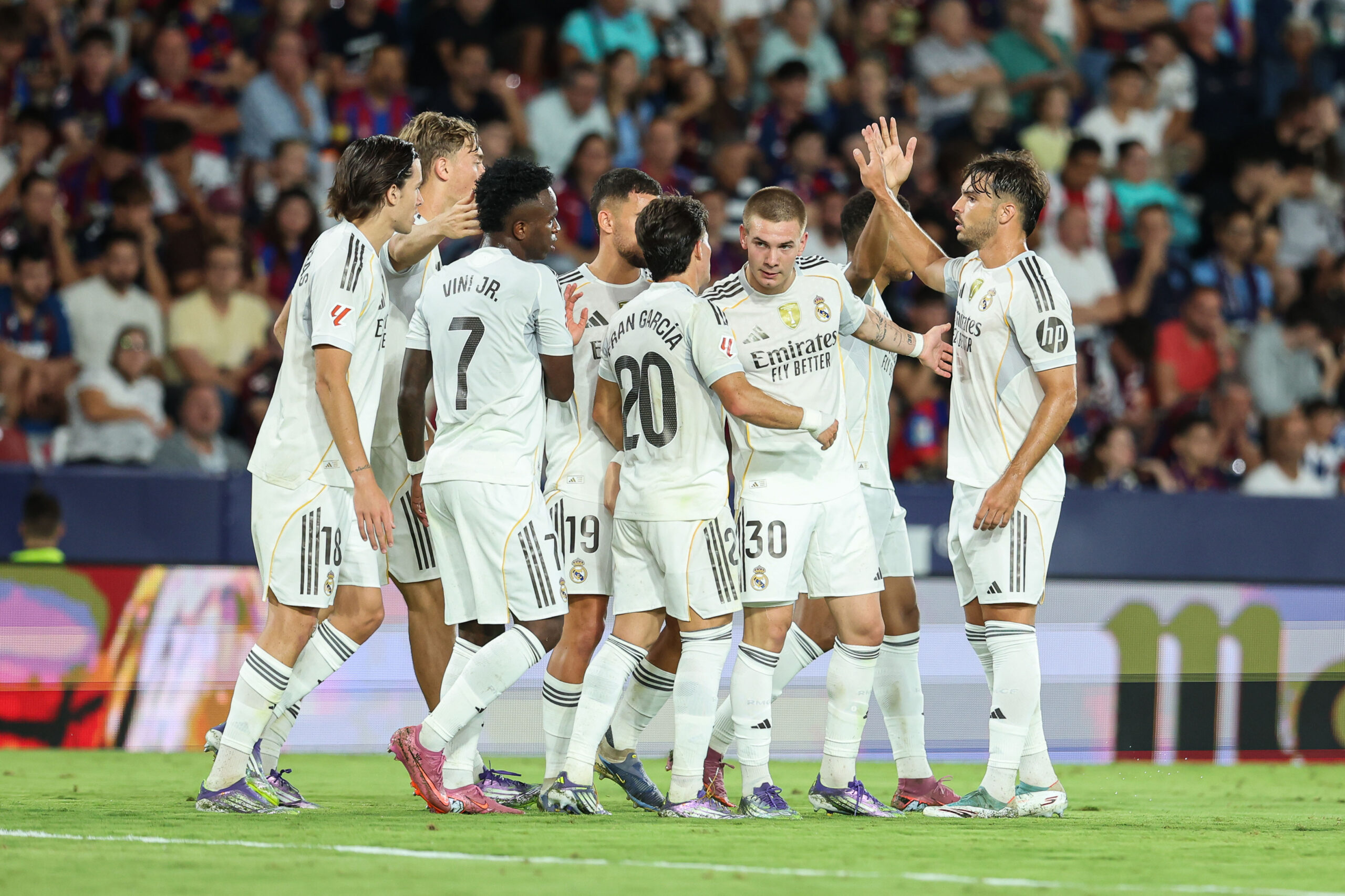 Franco Mastantuono of Real Madrid CF celebrates a goal during the Spanish championship La Liga football match between Levante UD and Real Madrid CF on 23 September 2025 at Estadio Ciudad de Valencia in Valencia, Spain (Photo by /Sipa USA)
2025.09.23 Walencja
pilka nozna liga hiszpanska
Levante UD - Real Madryt
Foto IPA/SIPA USA/PressFocus

!!! POLAND ONLY !!!