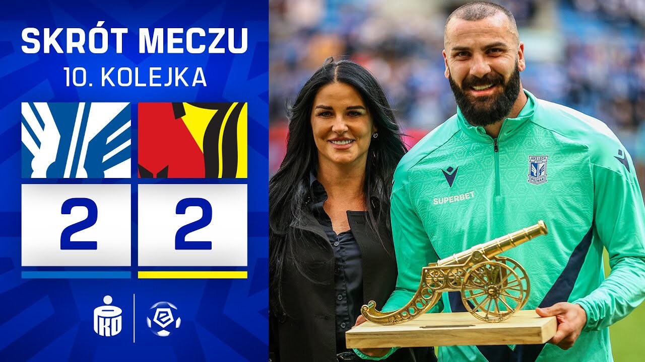SKRÓT MECZU: Lech Poznań 2:2 Jagiellonia Białystok