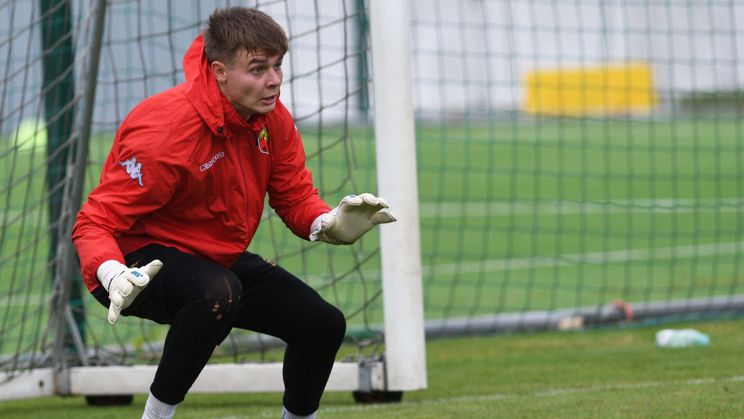 2024.07.26 Bialystok Pilka nozna PKO Ekstraklasa sezon 2024/2025. Trening Jagiellonii Bialystok przed meczem 2. kolejki z Radomiakiem Radom. N/z trening bramkarzy Milosz Piekutowski bramkarz Jagiellonii Bialystok Foto Michal Kosc / PressFocus