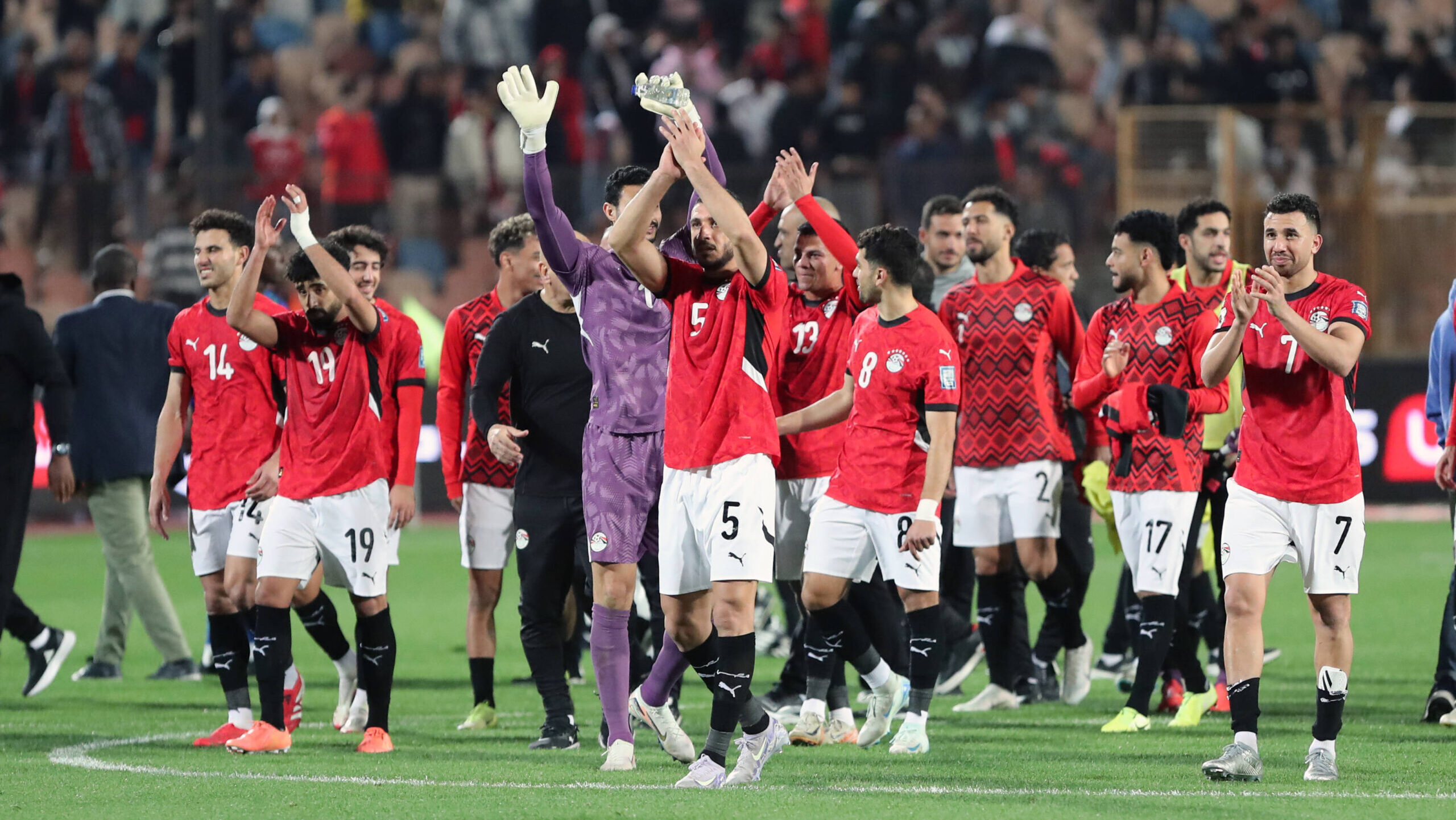 FIFA World Cup, WM, Weltmeisterschaft, Fussball 26 CAF qualifiers - Egypt vs Sierra Leone Players of Egypt celebrate after the FIFA World Cup 2026 CAF qualifiers soccer match between Egypt against Sierra Leone , in Cairo, Egypt, March 25 2025. Copyright: xMatrixxImagesx/xKhaledxElfiqix
2025.03.25 Kair
pilka nozna eliminacje , kwalifikacje do Mistrzostw Swiata 2026
Egipt - Sierra Leone
Foto IMAGO/PressFocus

!!! POLAND ONLY !!!