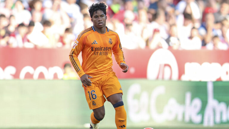 Endrick of Real Madrid  during the La Liga EA Sports match between Sevilla FC and Real Madrid played at Ramon Sanchez Pizjuan Stadium on May 18, 2024 in Sevilla, Spain. (Photo by Antonio Pozo / PRESSINPHOTO)
2025.05.19 Sewilla
pilka nozna liga hiszpanska
Sevilla FC - Real Madryt
Foto pressinphoto/SIPA USA/PressFocus

!!! POLAND ONLY !!!