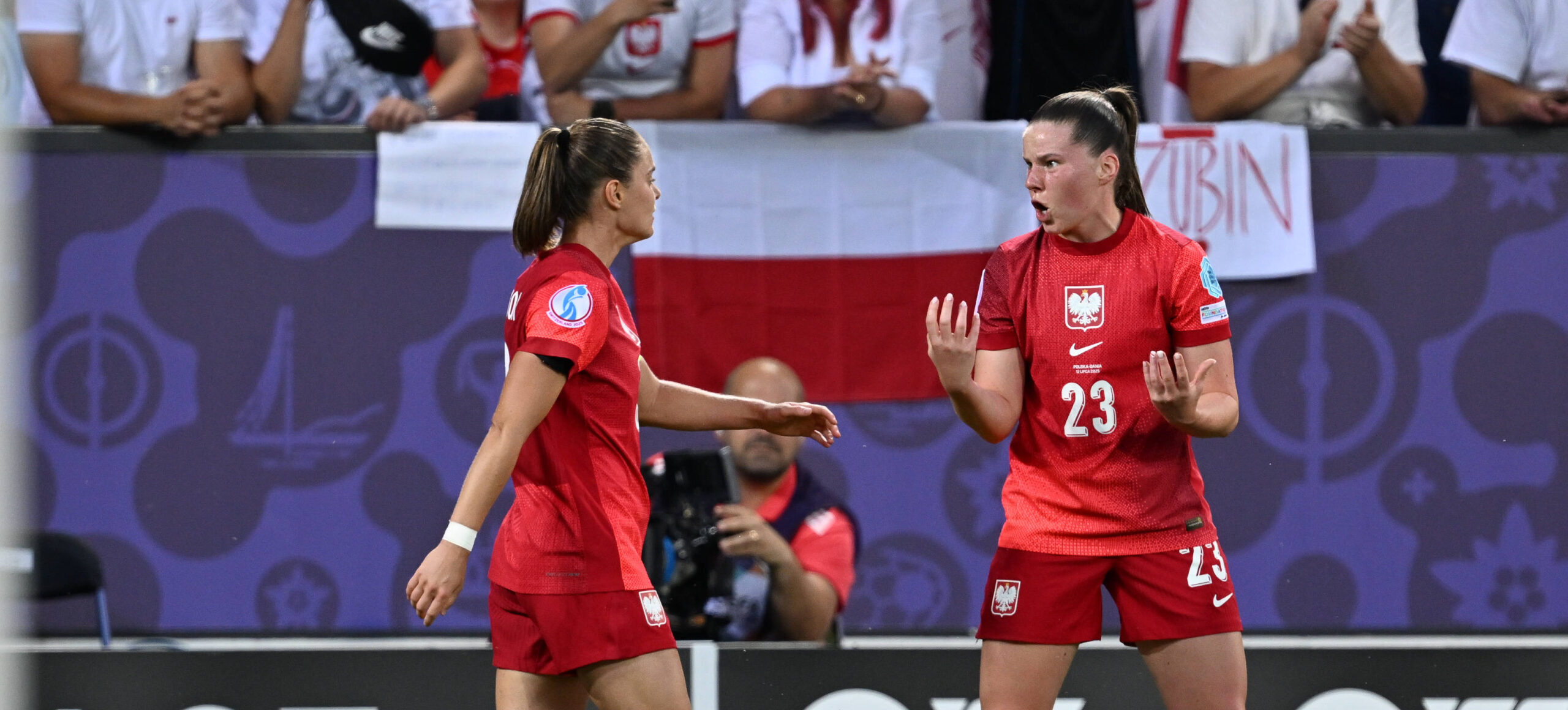 250712 SOCCER WOMEN UEFA WOMENS EURO POLAND VS DENMARK Ewa Pajor 9 of Poland and Adriana Achcinska 23 of Poland celebrate during the matchday 3 game in group C of the national women football team of Poland against Denmark at the Womens Euro 2025 championship in Switzerland , on Saturday 12 July 2025 in Luzern , Switzerland . Photo Sportpix &amp; Isosport David Catry Luzern Allmend Stadion Switzerland PUBLICATIONxNOTxINxBEL Copyright: xSportpix.bex xDavidxCatryxDavidxCatryx
2025.07.12 Lucerna
pilka nozna kobiet, Mistrzostwa Europy 2025
Polska - Dania
Foto IMAGO/PressFocus

!!! POLAND ONLY !!!