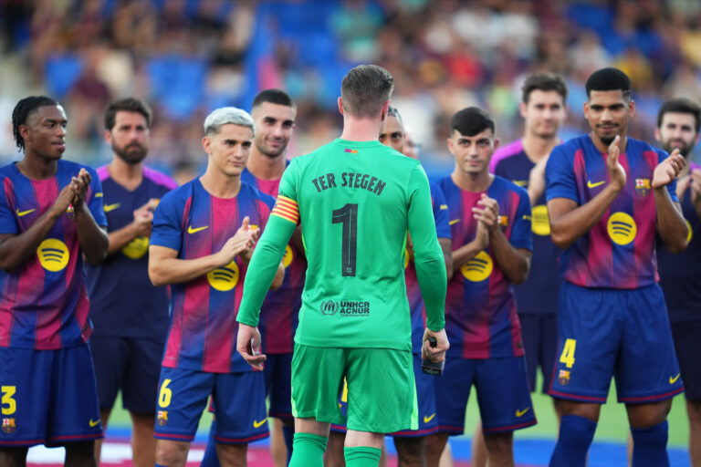 ESP: FC Barcelona, Barca v Como 1907. Joan Gamper Trophy Marc-Andre Ter Stegen of FC Barcelona during the Joian Gaper Trophy match between FC Barcelona and Como 1907 played at Johan Cruyff Stadium on August 10, 2025 in Barcelona, Spain. kpng Copyright: xBaguxBlancox/xPRESSINx PS_250810_BAR_COM_2526_1562
2025.08.10 Barcelona
pilka nozna sparing mecz towarzyski
FC Barcelona - Como 1907
Foto IMAGO/PressFocus

!!! POLAND ONLY !!!