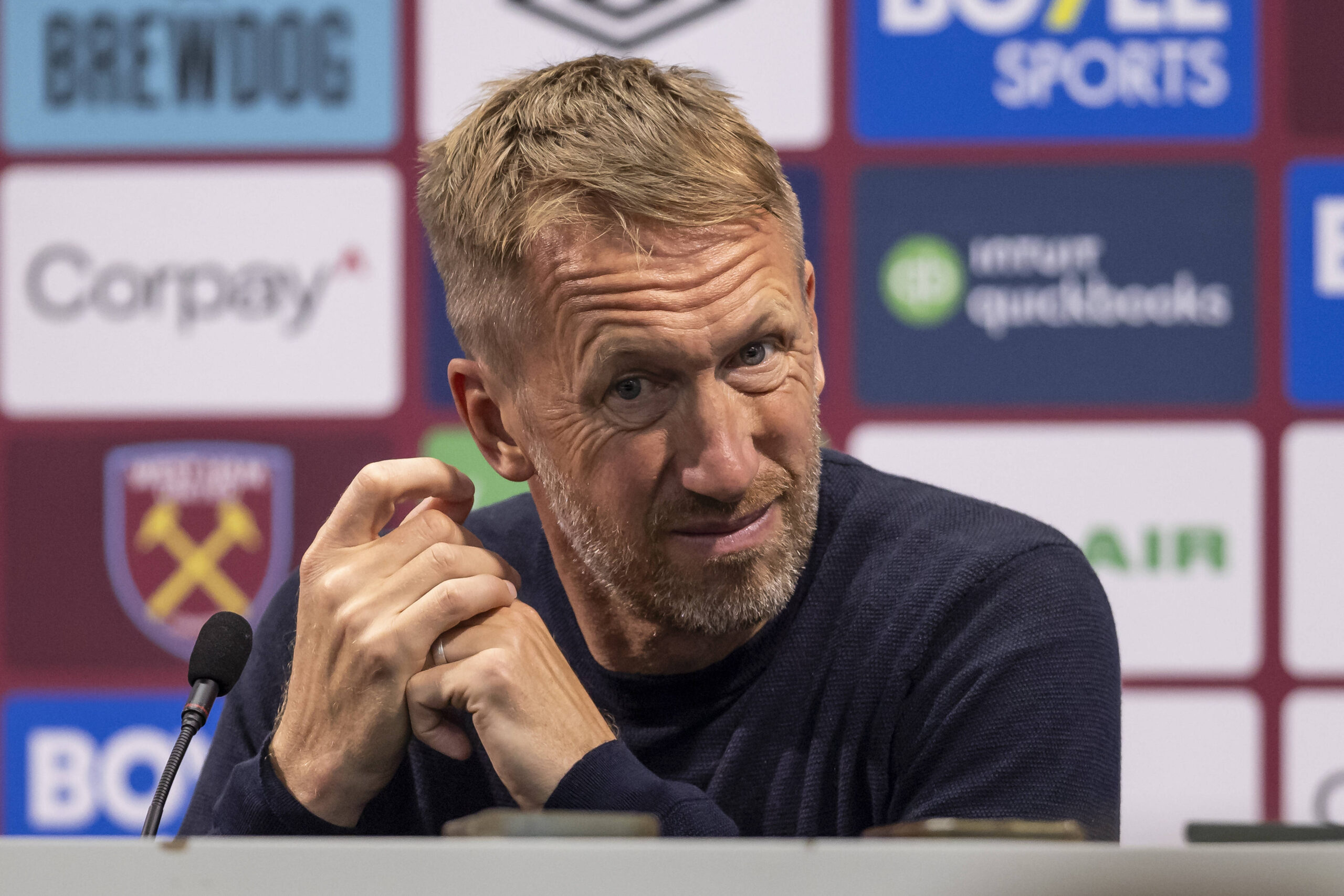 Football - 2025 /2026 Premier League - West Ham United vs Crystal Palace - London Stadium - Saturday 20th September 2025 Graham Potter, manager of West Ham United, during his post match press conference, PK, Pressekonferenz COLORSPORT/DANIEL BEARHAM PUBLICATIONxNOTxINxUK csp_whu_cry_db_20092025_
2025.09.20 Londyn
pilka nozna , liga angielska
West Ham United - Crystal Palace
Foto IMAGO/PressFocus

!!! POLAND ONLY !!!
