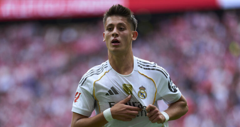Arda Guler of Real Madrid CF celebrates his goal during the La Liga EA match between Atletico de Madrid and Real Madrid CF, on September 27, 2025. - 27/09/2025 - Spain / Madrid / Madrid - PUBLICATIONxNOTxINxFRAxRUS LGMx/xLexPictorium LePictorium_0315387
2025.09.27 Madryt
pilka nozna , liga hiszpanska
Atletico Madryt - Real Madryt
Foto IMAGO/PressFocus

!!! POLAND ONLY !!!