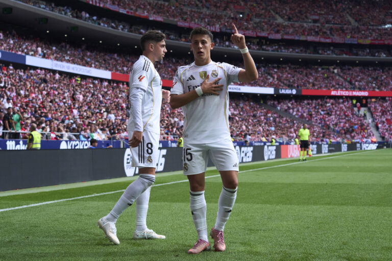 Arda Guler of Real Madrid CF celebrates his goal during the La Liga EA match between Atletico de Madrid and Real Madrid CF, on September 27, 2025. - 27/09/2025 - Spain / Madrid / Madrid - PUBLICATIONxNOTxINxFRAxRUS LGMx/xLexPictorium LePictorium_0315421
2025.09.27 Madryt
pilka nozna , liga hiszpanska
Atletico Madryt - Real Madryt
Foto IMAGO/PressFocus

!!! POLAND ONLY !!!
