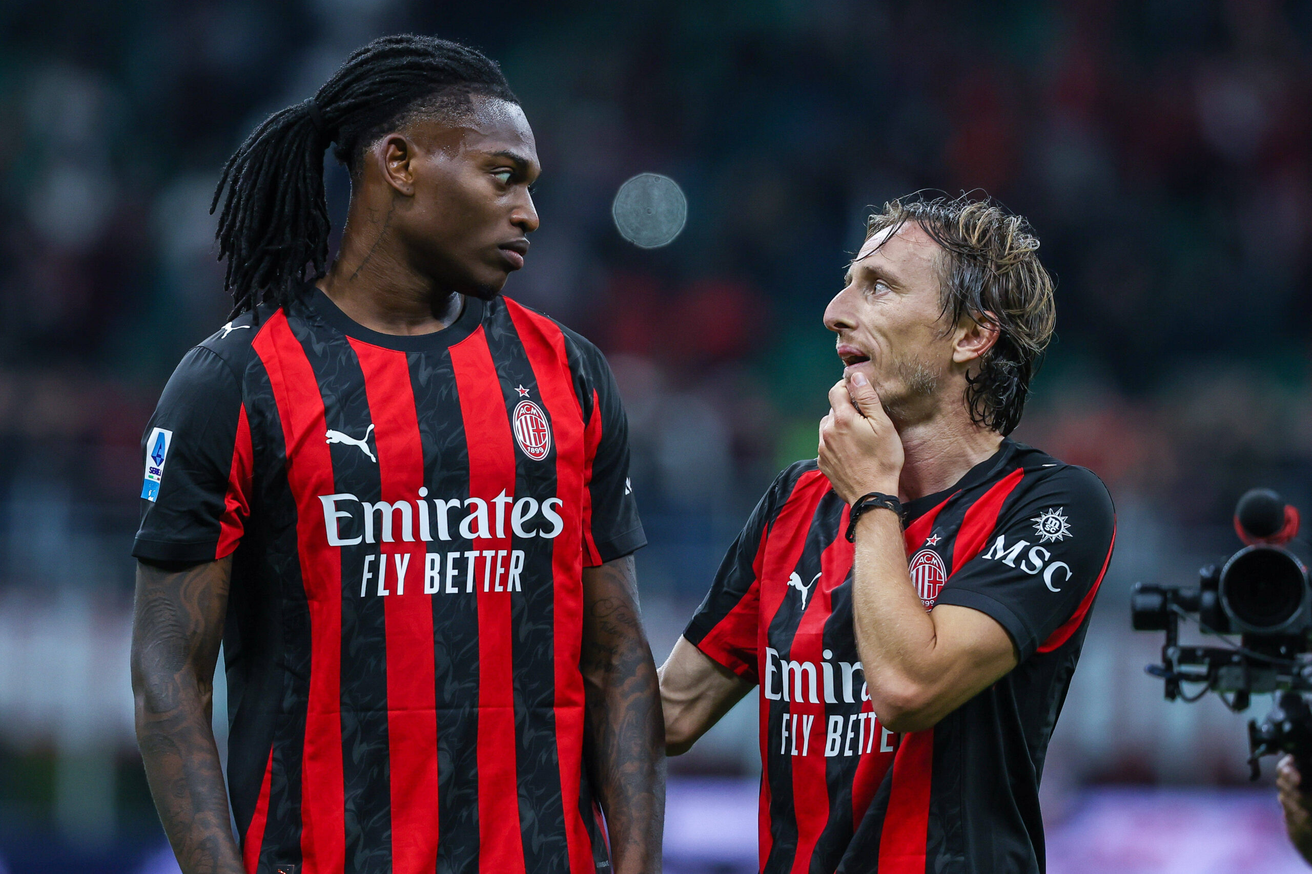 AC Milan vs SSC Napoli - Serie A 2025/26 - 28/09/2025 L-R Rafael Leao of AC Milan and Luka Modric of AC Milan react at the end of the match during Serie A 2025/26 football match between AC Milan and SSC Napoli at San Siro Stadium *** AC Milan vs SSC Napoli Serie A 2025 26 28 09 2025 L R Rafael Leao of AC Milan and Luka Modric of AC Milan react at the end of the match during Serie A 2025 26 football match between AC Milan and SSC Napoli at San Siro Stadium Copyright: xBEAUTIFULxSPORTS/Carabellix
2025.09.28 Mediolan
pilka nozna , liga wloska
AC Milan - SSC Napoli
Foto IMAGO/PressFocus

!!! POLAND ONLY !!!