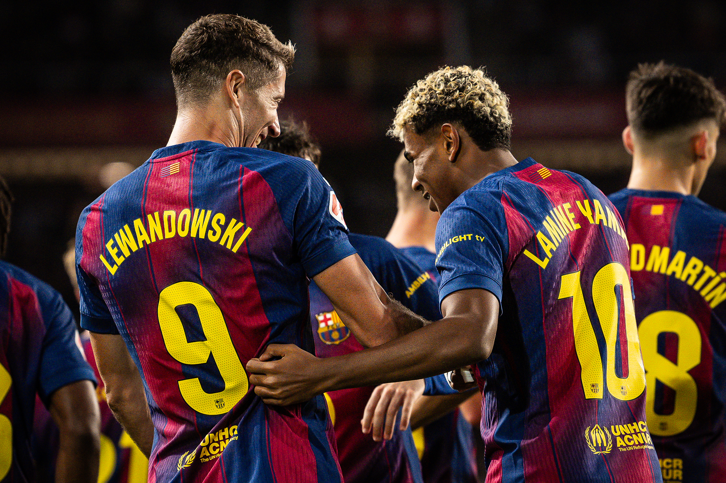 Robert LEWANDOWSKI of Barcelona celebrate his goal with Lamine YAMAL of Barcelona during the Spanish championship LaLiga football match between FC Barcelona and Real Sociedad on 28 September 2025 at Estadi Olimpic Lluis Companys in Barcelona, Spain (Photo by /Sipa USA)
2025.09.28 Barcelona
pilka nozna liga hiszpanska
FC Barcelona - Real Sociedad San Sebastian
Foto IPA/SIPA USA/PressFocus

!!! POLAND ONLY !!!