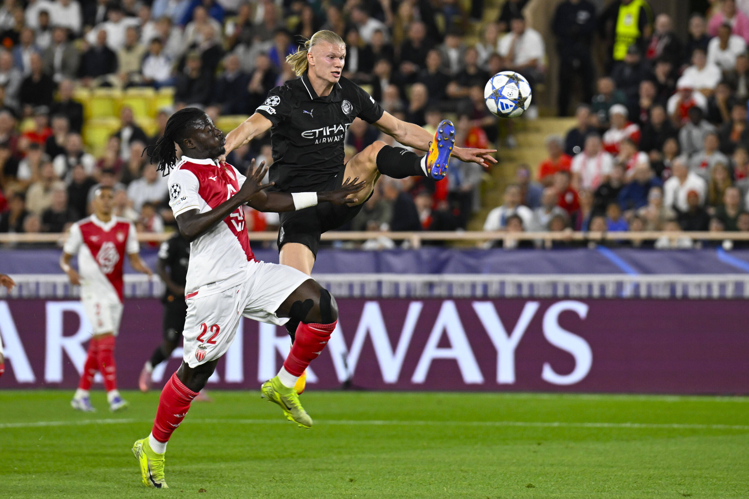 ErlingÊHaaland (MCFC) / MohammedÊSalisu (ASM) - Champions League match between AS Monaco and Manchester City FC on October 1st, 2025 at the Louis II Stadium in Monaco. - Photo :  William Cannarella / William Cannarella / Psnewz / SIPA /00315110_0025//Credit:PSNEWZ/SIPA/2510012131
2025.10.01 Monako
pilka nozna liga mistrzow
AS Monaco - Manchester City
Foto PSNEWZ/SIPA/PressFocus

!!! POLAND ONLY !!!
