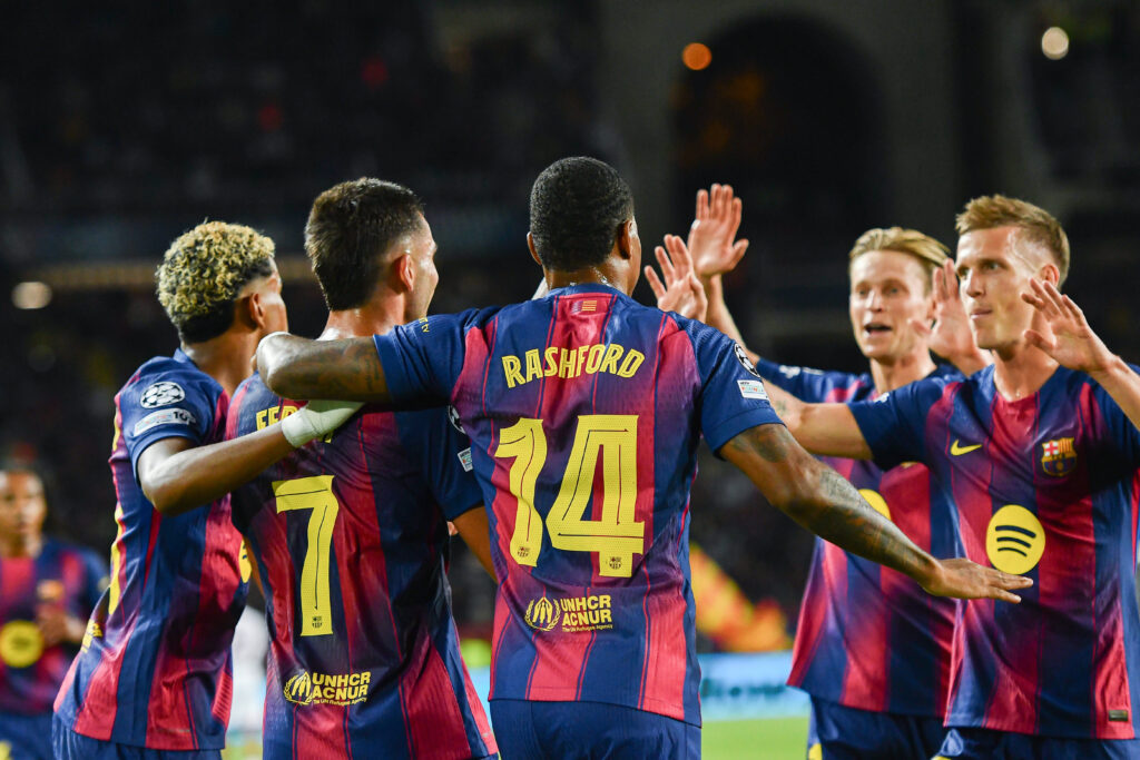 FC Barcelona, Barca v PARIS SAINT-GERMAIN OLIMPIC STADIUM LLUIS COMPANYS. MONTJUIC,BARCELONA. October 1,2025 FC BARCELONA vs PARIS SAINT-GERMAIN October 1,2025 Ferran Torres 7 of FC Barcelona celebrates scoring his team s first goal with teammates during the soccer match corresponding to the second match of the group stage of the UEFA Champions League between FC Barcelona and Paris Saint-Germain at Olimpic Stadium Lluis Companys of Montjuic in Barcelona, Spain. Barcelona ESP Copyright: xS.xRosx
2025.10.01 Barcelona
pilka nozna , liga mistrzow
FC Barcelona - Paris Saint-Germain
Foto IMAGO/PressFocus

!!! POLAND ONLY !!!