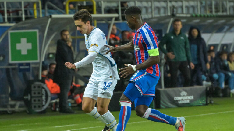 2025.10.02 Lublin Pilka nozna UEFA Liga Konferencji Europy sezon 2025/2026 Dinamo Kijow - Cristal Palace
N/z Mykola Shaparenko Marc Guehi
Foto Wojciech Szubartowski / PressFocus 
2025.10.02 Lublin Football UEFA Conference League season 2025/2026 Dinamo Kyiv - Cristal Palace
Mykola Shaparenko Marc Guehi
Credit: Wojciech Szubartowski / PressFocus