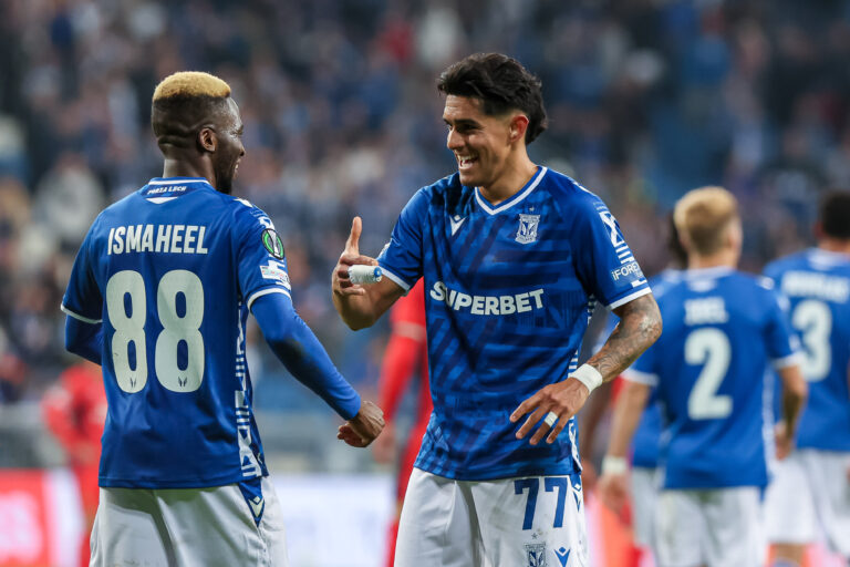 2025.10.02 Poznan
Pilka nozna UEFA Liga Konferencji Faza Ligowa
Lech Poznan - SK Rapid Wieden
N/z Taofeek Ismaheel gol radosc bramka Luis Palma
Foto Pawel Jaskolka / PressFocus

2025.10.02 Poznan
Football UEFA Conference League Matchday 1 Lech Poznan - SK Rapid
Credit: Pawel Jaskolka / PressFocus