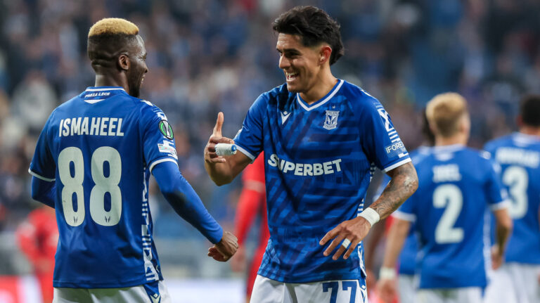 2025.10.02 Poznan
Pilka nozna UEFA Liga Konferencji Faza Ligowa
Lech Poznan - SK Rapid Wieden
N/z Taofeek Ismaheel gol radosc bramka Luis Palma
Foto Pawel Jaskolka / PressFocus

2025.10.02 Poznan
Football UEFA Conference League Matchday 1 Lech Poznan - SK Rapid
Credit: Pawel Jaskolka / PressFocus