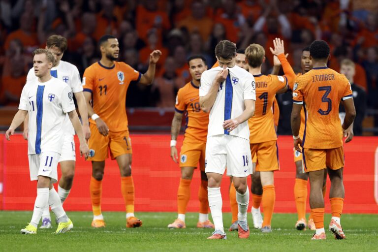 10/12/2025 - AMSTERDAM - Kaan Kairinen of Finland (14) disappointed after the 3-0 in the Johan Cruijff ArenA during the FIFA World Cup 2026 qualifying match of the Dutch national team against Finland. ANP MAURICE VAN STEEN /ANP/Sipa USA
2025.10.12 Amsterdam
pilka nozna , eliminacje , kwalifikacje do mistrzostw swiata 2026
Holandia - Finlandia
Foto ANP/SIPA USA/PressFocus

!!! POLAND ONLY !!!