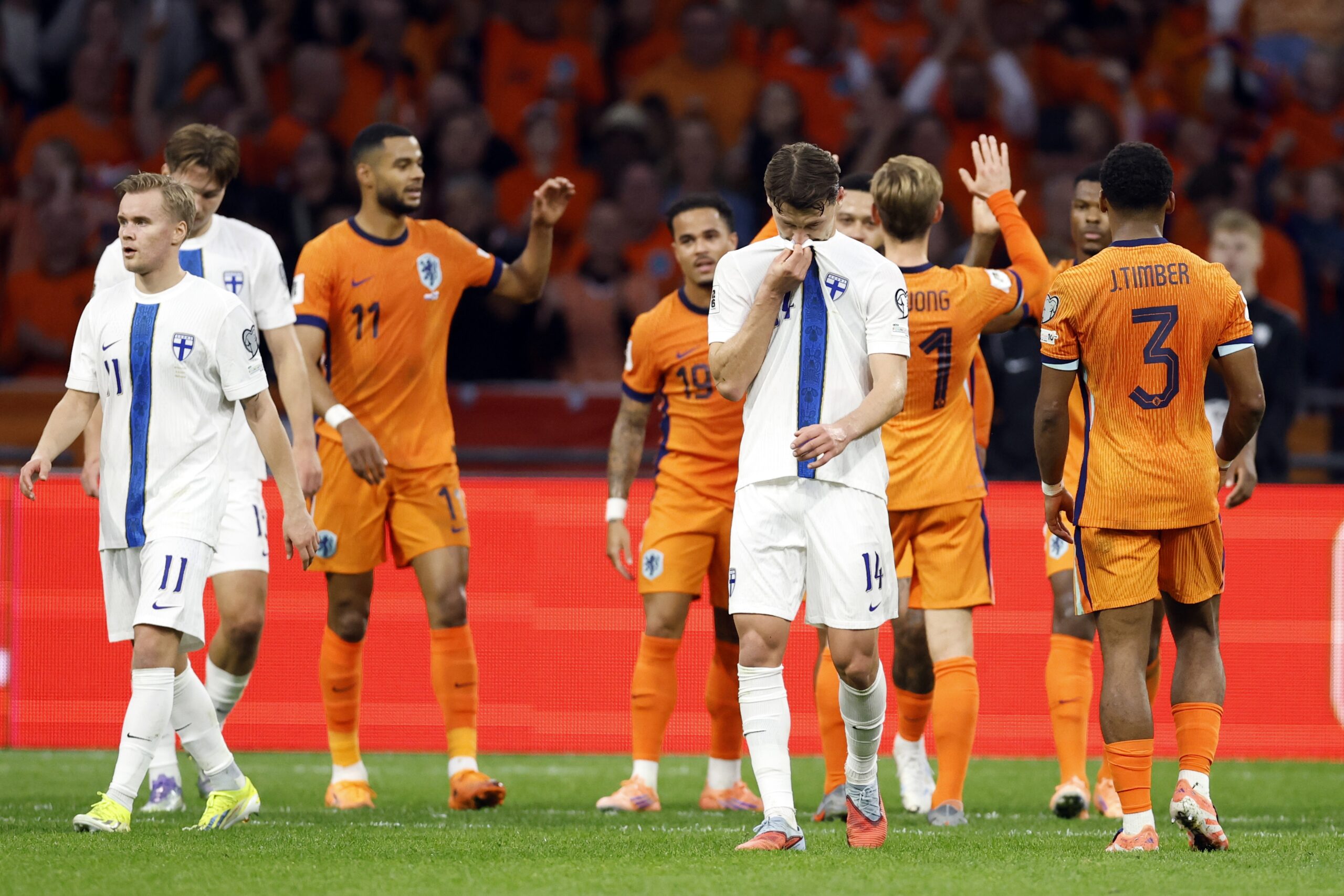 10/12/2025 - AMSTERDAM - Kaan Kairinen of Finland (14) disappointed after the 3-0 in the Johan Cruijff ArenA during the FIFA World Cup 2026 qualifying match of the Dutch national team against Finland. ANP MAURICE VAN STEEN /ANP/Sipa USA
2025.10.12 Amsterdam
pilka nozna , eliminacje , kwalifikacje do mistrzostw swiata 2026
Holandia - Finlandia
Foto ANP/SIPA USA/PressFocus

!!! POLAND ONLY !!!
