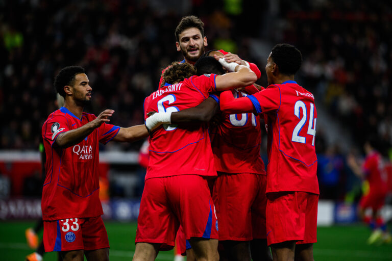 LEVERKUSEN, GERMANY - 21 OCTOBER, 2025: Willian Pacho, Bradley Barcola, Illia Zabarnyi, Warren Zaire-Emery, Khvicha Kvaratskhelia, Senny Mayulu - UEFA Champions League, match Bayer Leverkusen vs Paris Saint Germain at BayArena. PUBLICATIONxNOTxINxRUS Copyright: xx
2025.10.21 Leverkusen
pilka nozna liga mistrzow
Bayer 04 Leverkusen - PSG
Foto IMAGO/PressFocus

!!! POLAND ONLY !!!