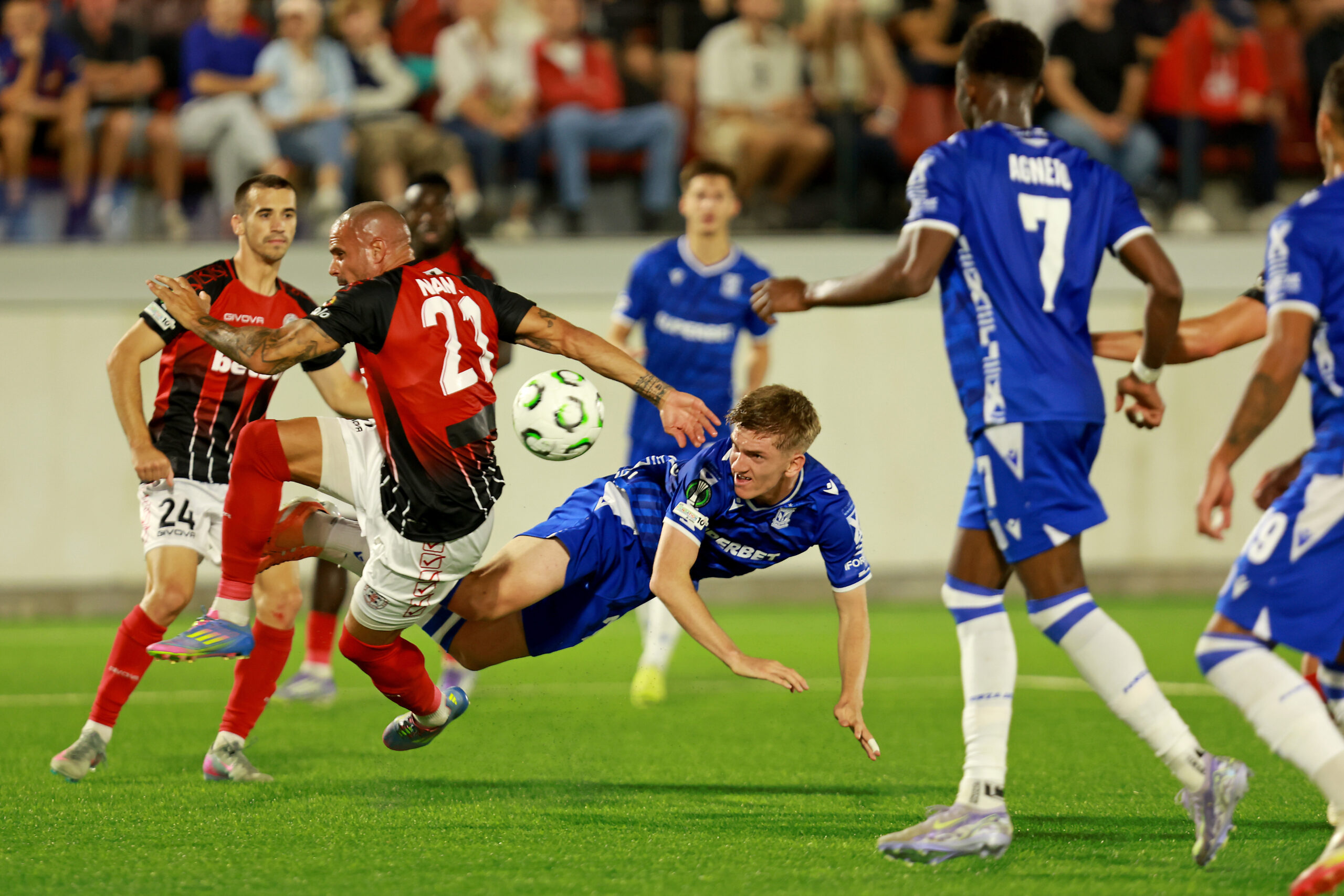 2025.10.23 Gibraltar
Pilka nozna , UEFA Liga Konferencji sezon 2025/26
Lincoln Red Imps - Lech Poznan
N/z Toni Kolega, Nano, Gisli Thordarson
Foto Henryk Lipinski / PressFocus

2025.10.23 Gibraltar
Football , UEFA Europa League , 2025/2026 season 
Lincoln Red Imps - Lech Poznan
Toni Kolega, Nano, Gisli Thordarson
Credit: Henryk Lipinski / PressFocus