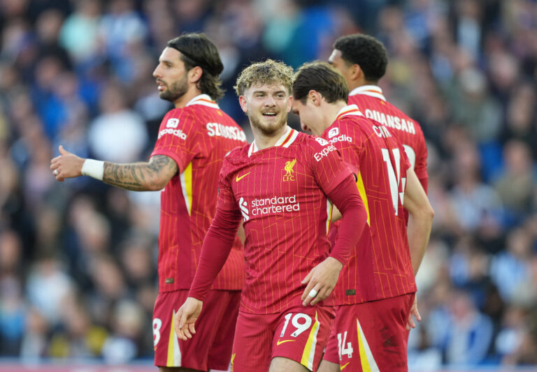 Brighton and Hove Albion v Liverpool, Premier League, Football, Amex Stadium, Brighton, UK - 19 May 2025 GOAL 0-1. Harvey Elliott of Liverpool celebrates scoring the opening goal. Brighton Amex Stadium Brighton UK, UK NEWSPAPERS OUT Copyright: xSeanxRyanx
2025.05.19 Brighton
pilka nozna , liga angielska
Brighton and Hove Albion - FC Liverpool
Foto IMAGO/PressFocus

!!! POLAND ONLY !!!