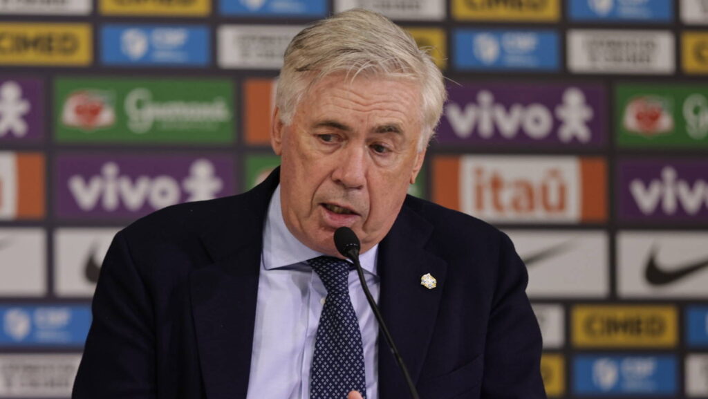 RECORD DATE NOT STATED South American qualifiers for the 2026 World Cup between Brazil and Paraguay Sao paulo sp, 10/06/2025 qualifiers/south american/brazil/paraguay/sp carlos ancelotti speaks at a press conference, PK, Pressekonferenz after the brazilian national team, Nationalteam s game celebrates the victory and qualification for the 2026 world cup, in a match between brazil and paraguay, for the 16th round of the south american qualifiers for the 2026 world cup, at neo quimica arena, in sao paulo, this tuesday, june 10, 2025 Foto: Pedro Paulo Diaz/Thenews2/imago images SPO PUBLICATIONxNOTxINxUSA Copyright: xPedroxPauloxDiazx
2025.06.11 Sao Paulo
pilka nozna , eliminacje , kwalifikacje do Mistrzostw Swiata 2026
Brazylia - Paragwaj
Foto IMAGO/PressFocus

!!! POLAND ONLY !!!