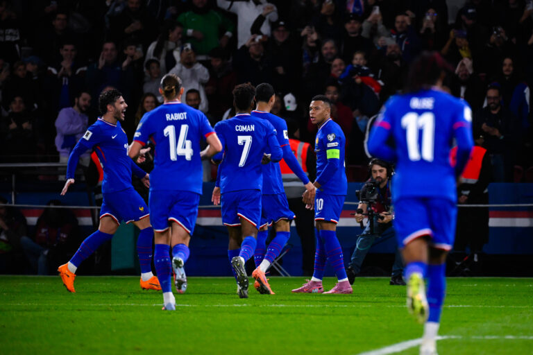 Kylian Mbappe ( 10 - France ) celebrates with teammates during the European Qualifying round match between France and Azerbaijan at Parc des Princes on October 10, 2025 in Paris, France. ( Photo by Federico Pestellini / PsnewZ ) - - Photo :  Federico Pestellini / Federico Pestellini / Psnewz / SIPA /00315585_0017//Credit:PSNEWZ/SIPA/2510102147
2025.10.10 Paryz
pilka nozna , eliminacje , kwalifikacje do mistrzostw swiata 2026
Francja - Azerbejdzan
Foto PSNEWZ/SIPA/PressFocus

!!! POLAND ONLY !!!
