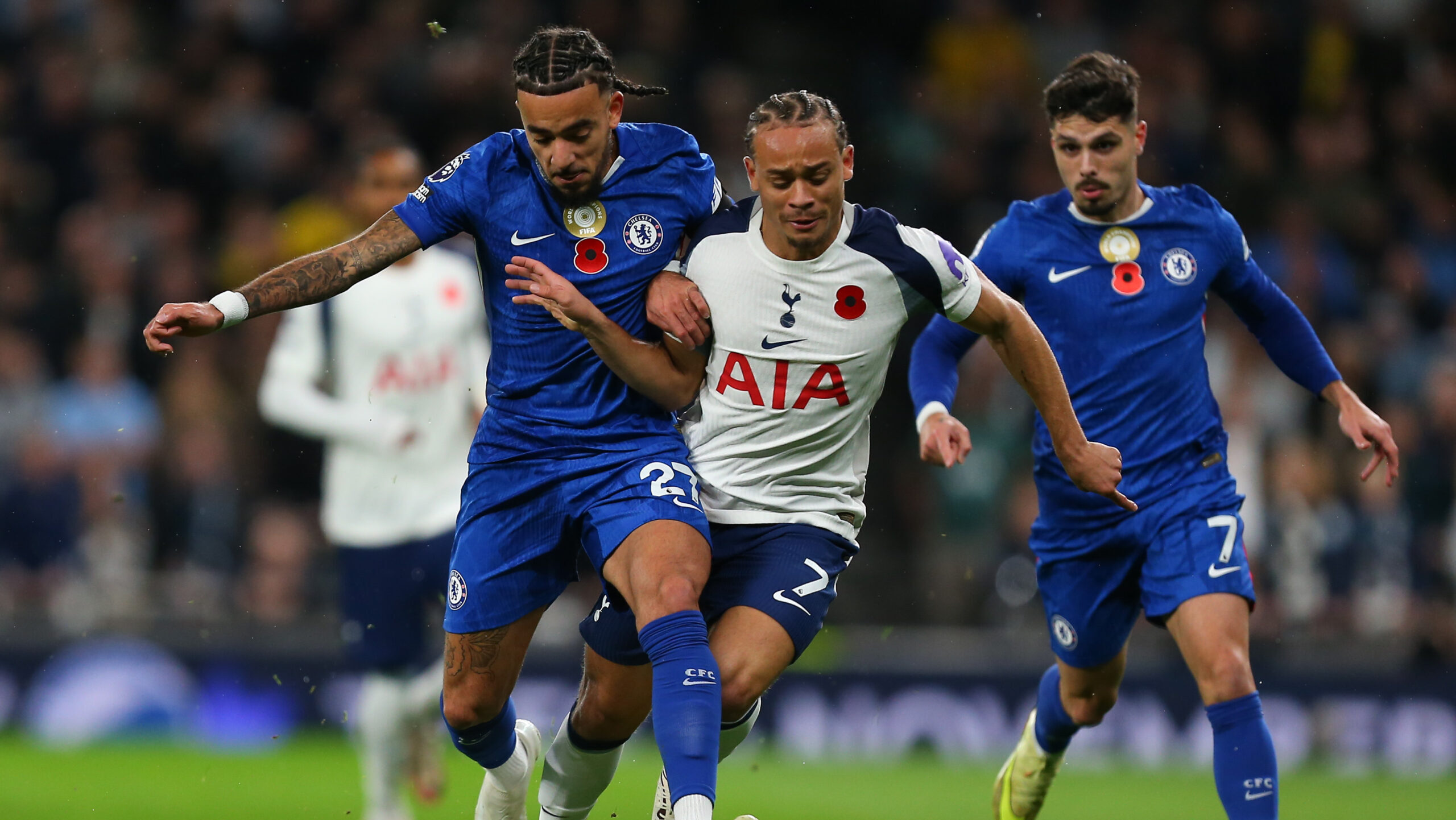London, England, November 01 2025: Malo Gusto (27 Chelsea) tackles Xavi Simons (7 Tottenham Hotspur) during the Premier League game between Tottenham Hotspur and Chelsea at Tottenham Hotspur Stadium in London, England. (Photo by Jay Patel/Sports Press Photo/SPP) (Photo by Jay Patel/Sports Press Photo/SPP/Sipa USA)
2025.11.01 Londyn
pilka nozna liga angielska
Tottenham Hotspur - Chelsea Londyn
Foto SPP/SIPA USA/PressFocus

!!! POLAND ONLY !!!