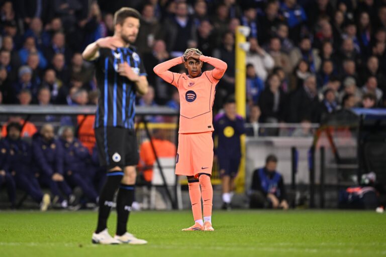 Club Brugge v Barcelona - UEFA Champions League BRUGGE, BELGIUM - NOVEMBER 05 : Yamal Lamine forward of Barcelona dejected during the UEFA Champions League 2025/26 League Phase MD4 match between Club Brugge and Barcelona on November 5, 2025 in Brugge, Belgium, 05/11/2025 Brugge Belgium PUBLICATIONxNOTxINxFRAxBEL Copyright: xTomasxSiskx
2025.11.05 Brugia
pilka nozna liga mistrzow
Club Brugge - FC Barcelona

Foto IMAGO/Tomas Sisk/SIPA USA/PressFocus

!!! POLAND ONLY !!!