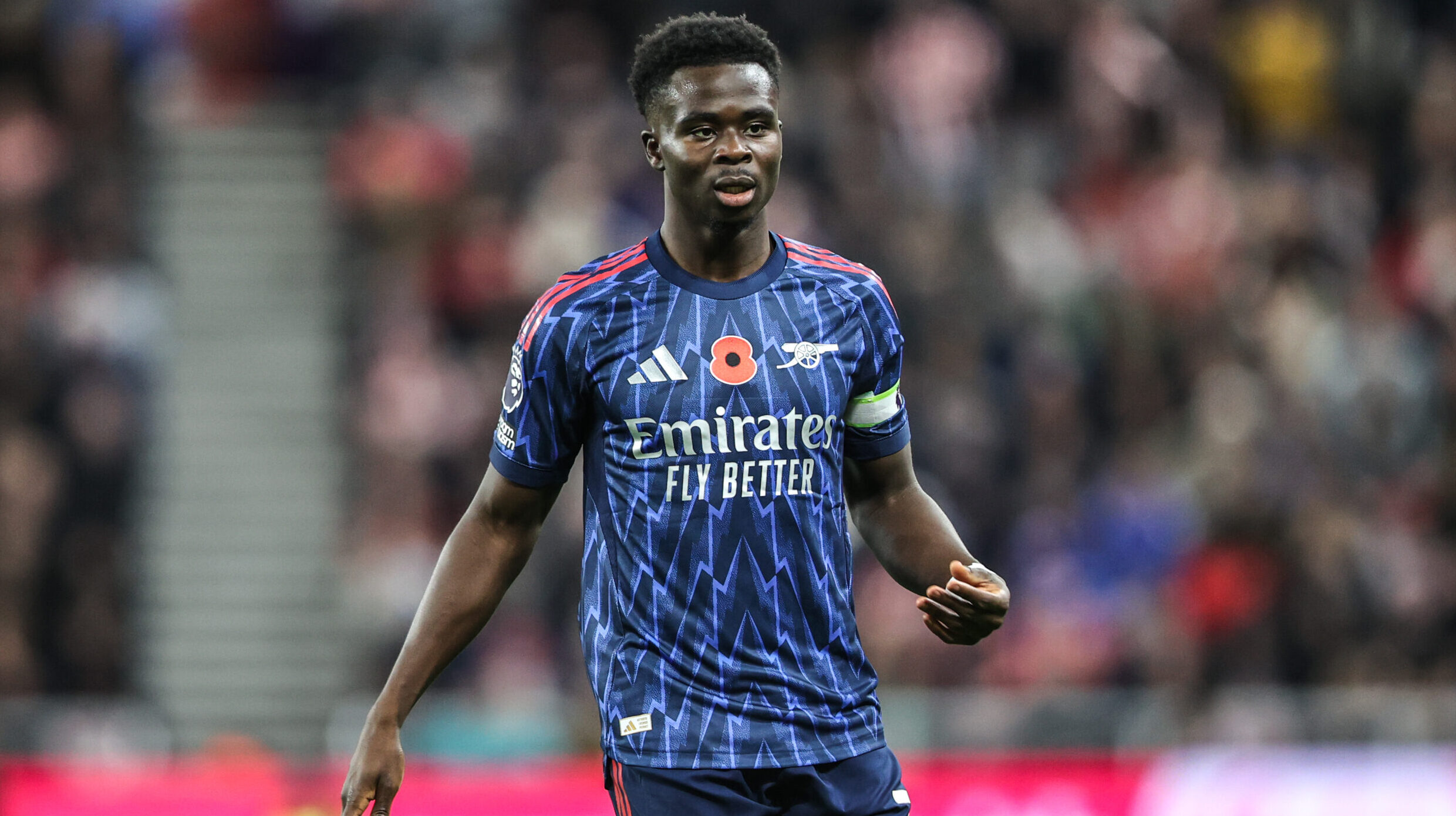 Bukayo Saka of Arsenal during the Premier League match Sunderland vs Arsenal at Stadium Of Light, Sunderland, United Kingdom, 8th November 2025

(Photo by Alfie Cosgrove/News Images)

*** GER AUT SUI OUT *** in Sunderland, United Kingdom on 11/8/2025. (Photo by Alfie Cosgrove/News Images/Sipa USA)
2025.11.08 Sunderland
pilka nozna liga angielska
Sunderland - Arsenal Londyn

Foto News Images/SIPA USA/PressFocus

!!! POLAND ONLY !!!