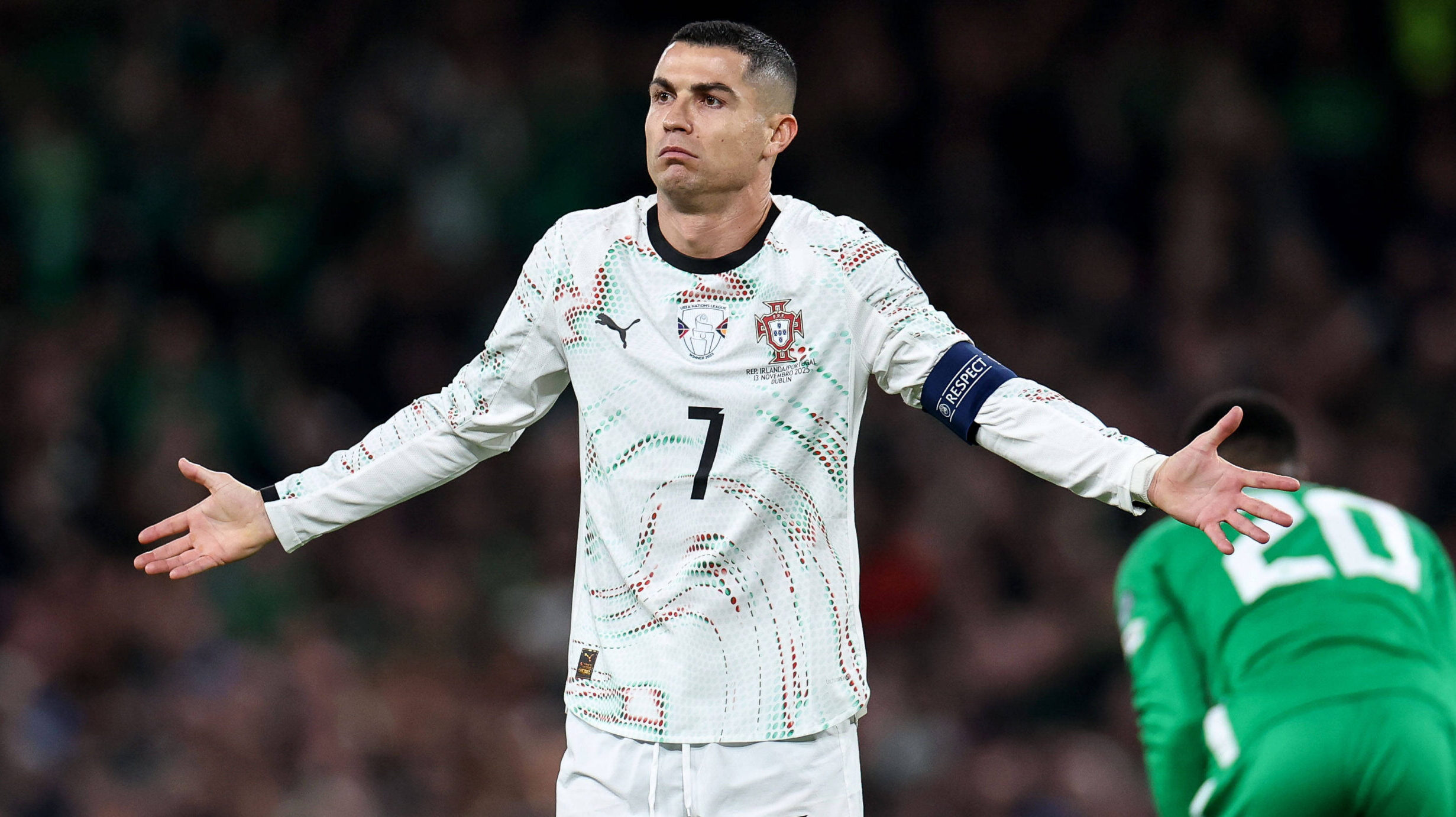 2026 FIFA World Cup, WM, Weltmeisterschaft, Fussball Qualifier Group F, Aviva Stadium, Dublin 13/11/2025 Republic of Ireland vs Portugal Portugal s Cristiano Ronaldo reacts to a decision Cristiano Ronaldo reacts to a decision 13/11/2025 PUBLICATIONxNOTxINxUKxIRLxFRAxNZL Copyright: x INPHO/NickxElliottx IMG_9409
2025.11.13 Dublin
pilka nozna , eliminacje , kwalifikacje do mistrzostw swiata 2026
Irlandia - Portugalia
Foto IMAGO/PressFocus

!!! POLAND ONLY !!!