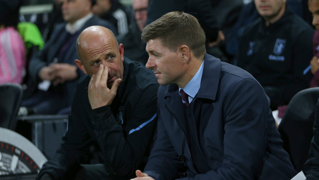 Manager Steven Gerrard of Aston Villa during the Premier League match between Fulham and Aston Villa at Craven Cottage, London, England on 20 October 2022. Photo by Pedro Soares.

Editorial use only, license required for commercial use. No use in betting, games or a single club/league/player publications.

07.10.2022 Londyn
pilka nozna liga angielska
Fulham - Aston Villa
Foto Pedro Soares / UK Sports / Sipa / PressFocus 
POLAND ONLY!!
