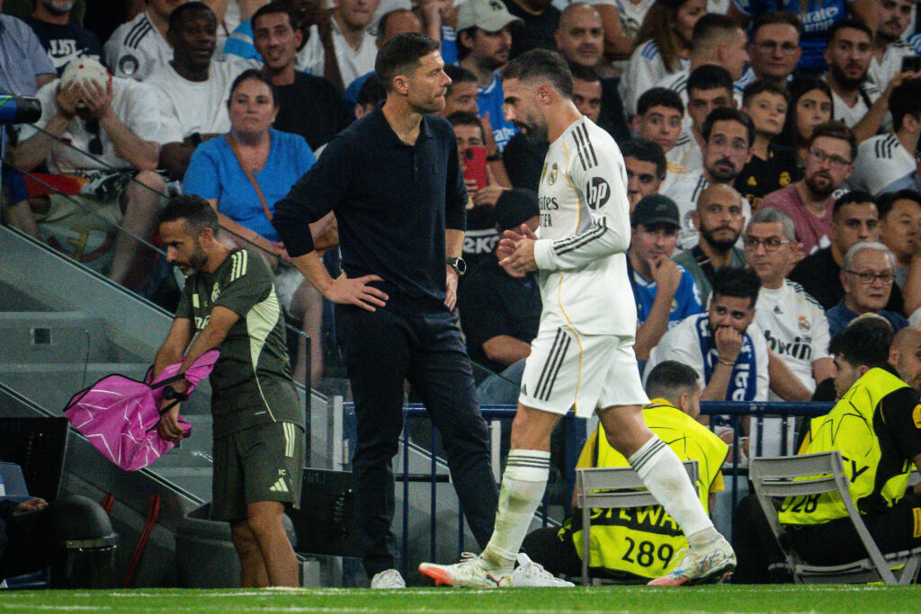 Xabi ALONSO of Real Madrid and Daniel CARVAJAL of Real Madrid during the UEFA Champions League, League phase, Matchday 1 football match between Real Madrid CF and Olympique de Marseille on 16 September 2025 at Santiago Bernabeu stadium in Madrid, Spain (Photo by /Sipa USA)
2025.09.17 Madryt
pilka nozna liga mistrzow
Real Madryt - Olympique Marsylia
Foto IPA/SIPA USA/PressFocus

!!! POLAND ONLY !!!