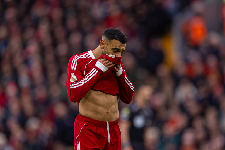 (251123) -- LONDON, Nov. 23, 2025 (Xinhua) -- Liverpool&#039;s Mohamed Salah reacts during the English Premier League match between Liverpool FC and Nottingham Forest FC in Liverpool, Britain, on Nov. 22, 2025. (Xinhua)
FOR EDITORIAL USE ONLY. NOT FOR SALE FOR MARKETING OR ADVERTISING CAMPAIGNS. NO USE WITH UNAUTHORIZED AUDIO, VIDEO, DATA, FIXTURE LISTS, CLUB/LEAGUE LOGOS OR &quot;LIVE&quot; SERVICES. ONLINE IN-MATCH USE LIMITED TO 45 IMAGES, NO VIDEO EMULATION. NO USE IN BETTING, GAMES OR SINGLE CLUB/LEAGUE/PLAYER PUBLICATIONS.

2025.11.22 Liverpool
pilka nozna liga angielska
FC Liverpool - Nottingham Forest
Foto Li Ying/Xinhua/PressFocus

!!! POLAND ONLY !!!