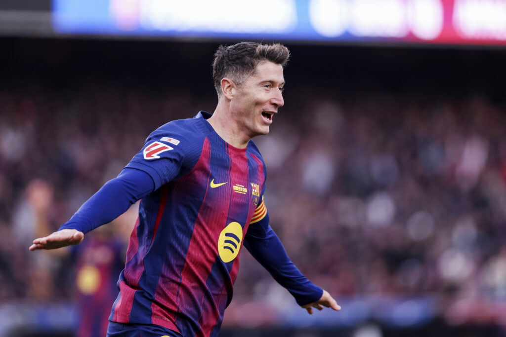 Robert Lewandowski of FC Barcelona celebrates a goal during the Spanish championship LaLiga football match between FC Barcelona and Athletic Club on 22 November 2025 at Camp Nou stadium in Barcelona, Spain (Photo by /Sipa USA)
2025.11.22 Barcelona
pilka nozna , liga hiszpanska
FC Barcelona - Athletic Bilbao
Foto IPA/SIPA USA/PressFocus

!!! POLAND ONLY !!!