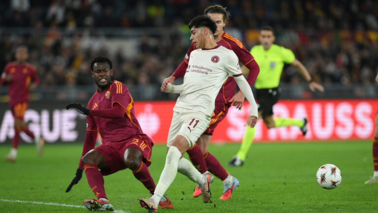Olimpico Stadium, Rome, Italy - Dario Osorio of FC Midtjylland scoring chance during Uefa Europa League Football Match,  Roma vs Midtjylland, 27 Nov 2025 
(Photo by Roberto Ramaccia/Sipa USA) 
2025.11.27 Rzym 
pilka nozna liga europy
AS Roma - FC Midtjylland
Foto Roberto Ramaccia/SIPA USA/PressFocus

!!! POLAND ONLY !!!